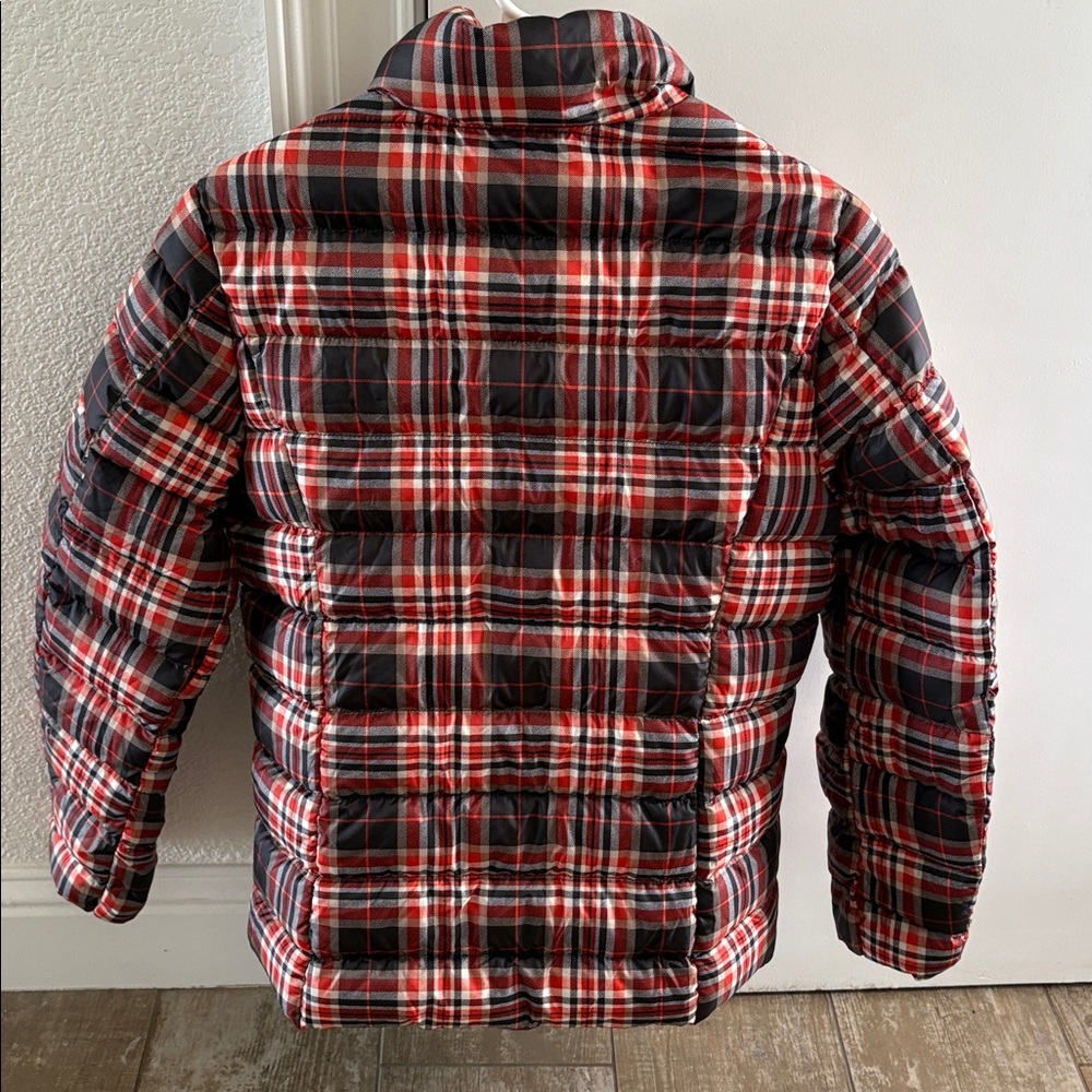 Eddie Bauer Red/Dark Orange and Black Plaid Jacket - Picture 2 of 3